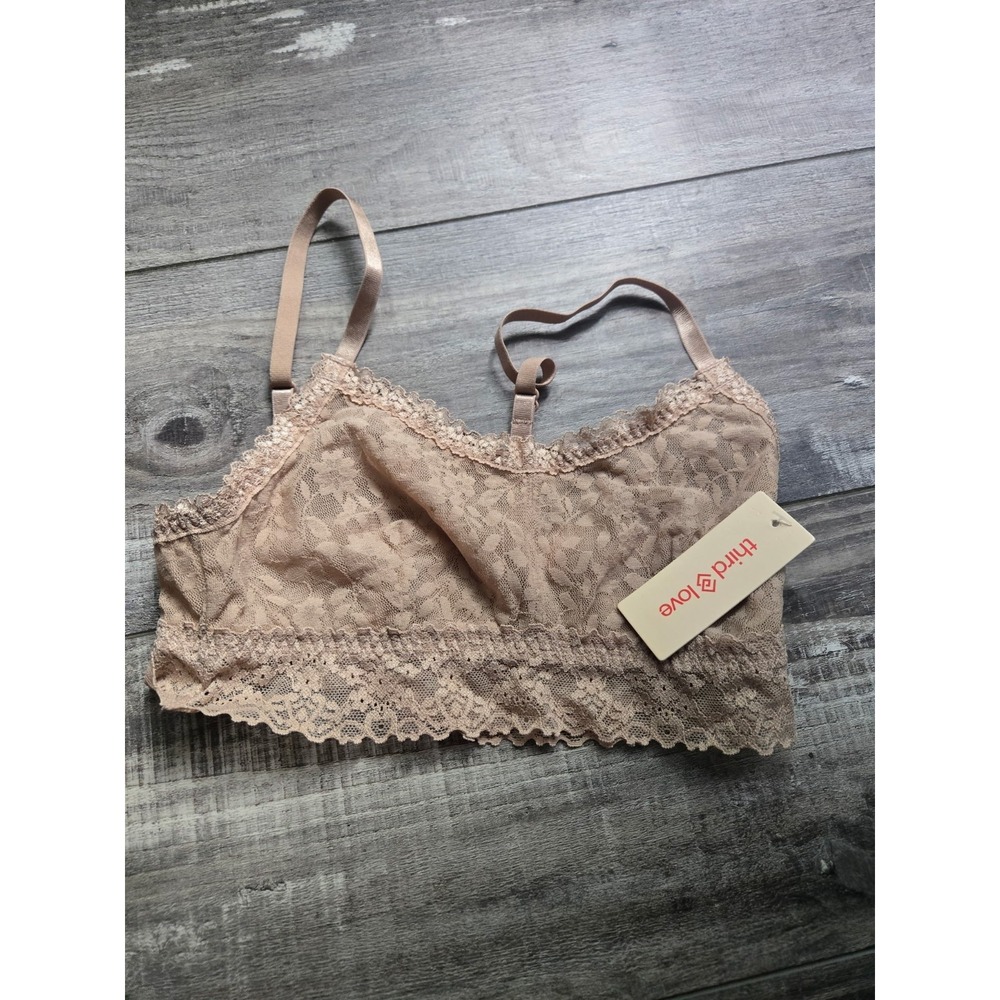 NWT ThirdLove Everyday Lace Full Coverage Bralette in Taupe Sz XS Peek-a-boo